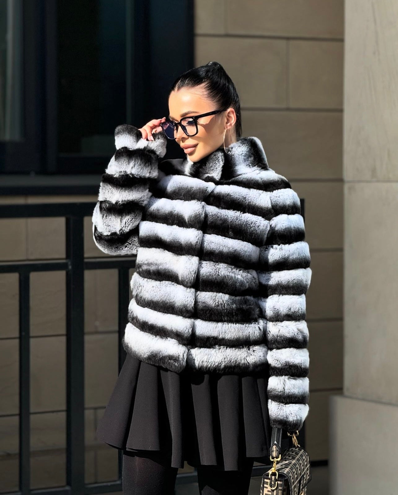 Black and Grey Short Rex Jacket – Munaylux