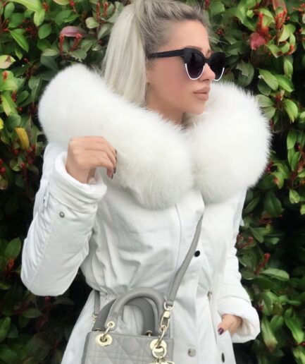 Alpaca short jacket with fox fur details