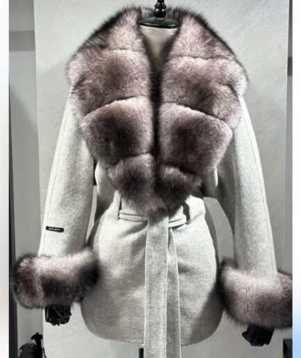 Alpaca short jacket with fox fur details