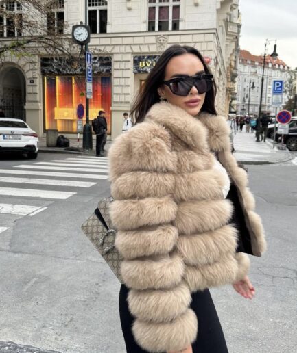 Beige fox fur jacket