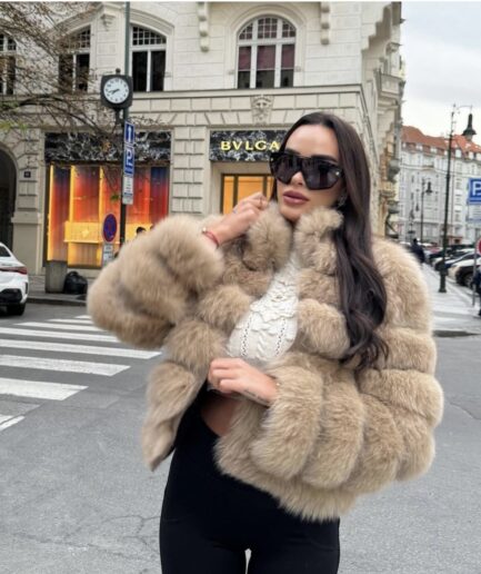 Beige fox fur jacket
