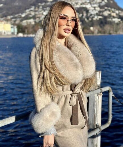 Soft Beige Jacket with Faux Fur